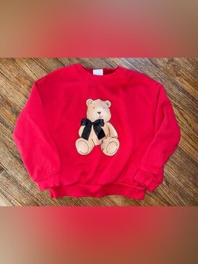 Toddler Red Bear Bow Sweatshirt